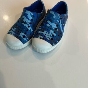 Native Blue and White Slip-On Sneakers